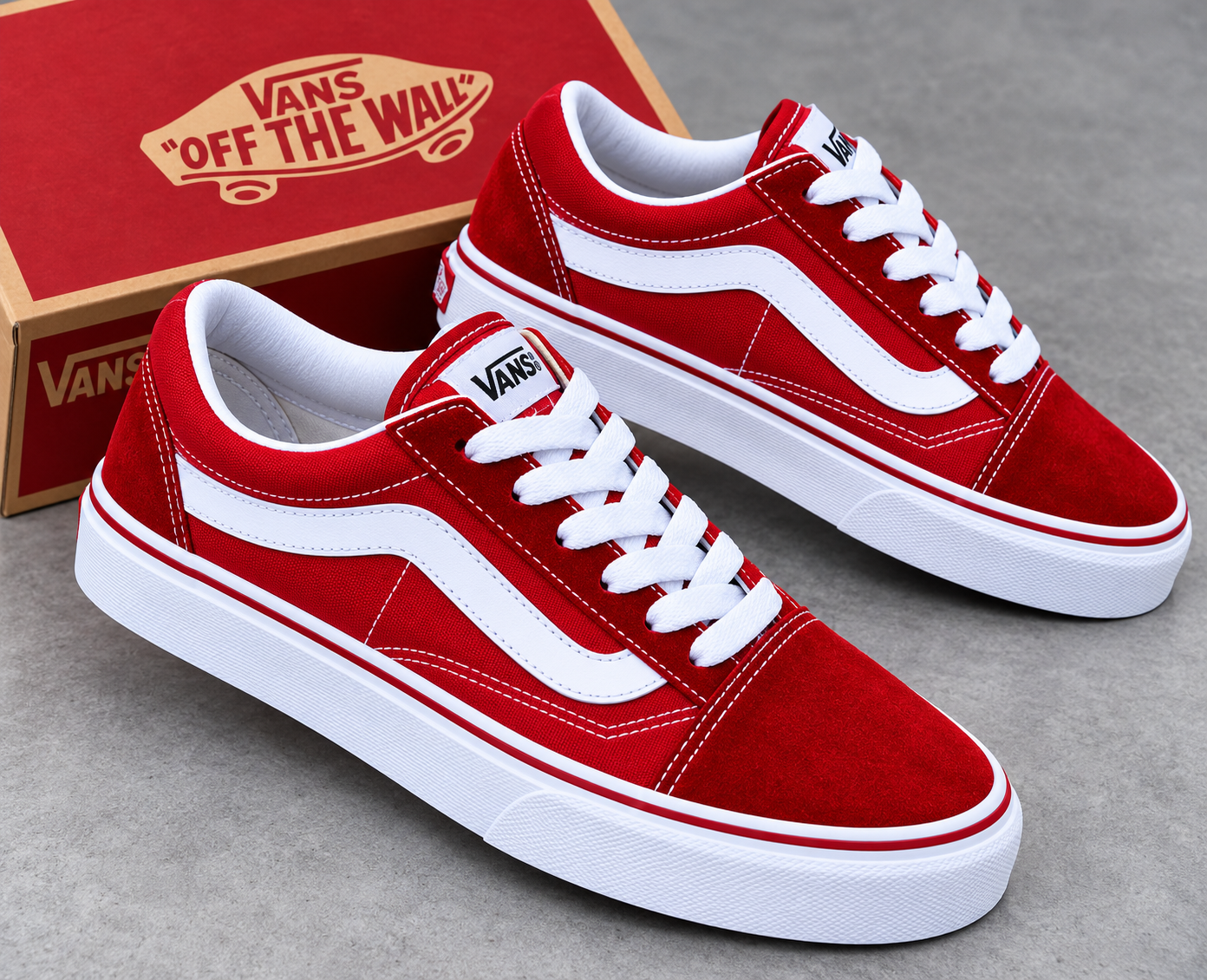 baskets Vans Knu Skool rouges et blanches